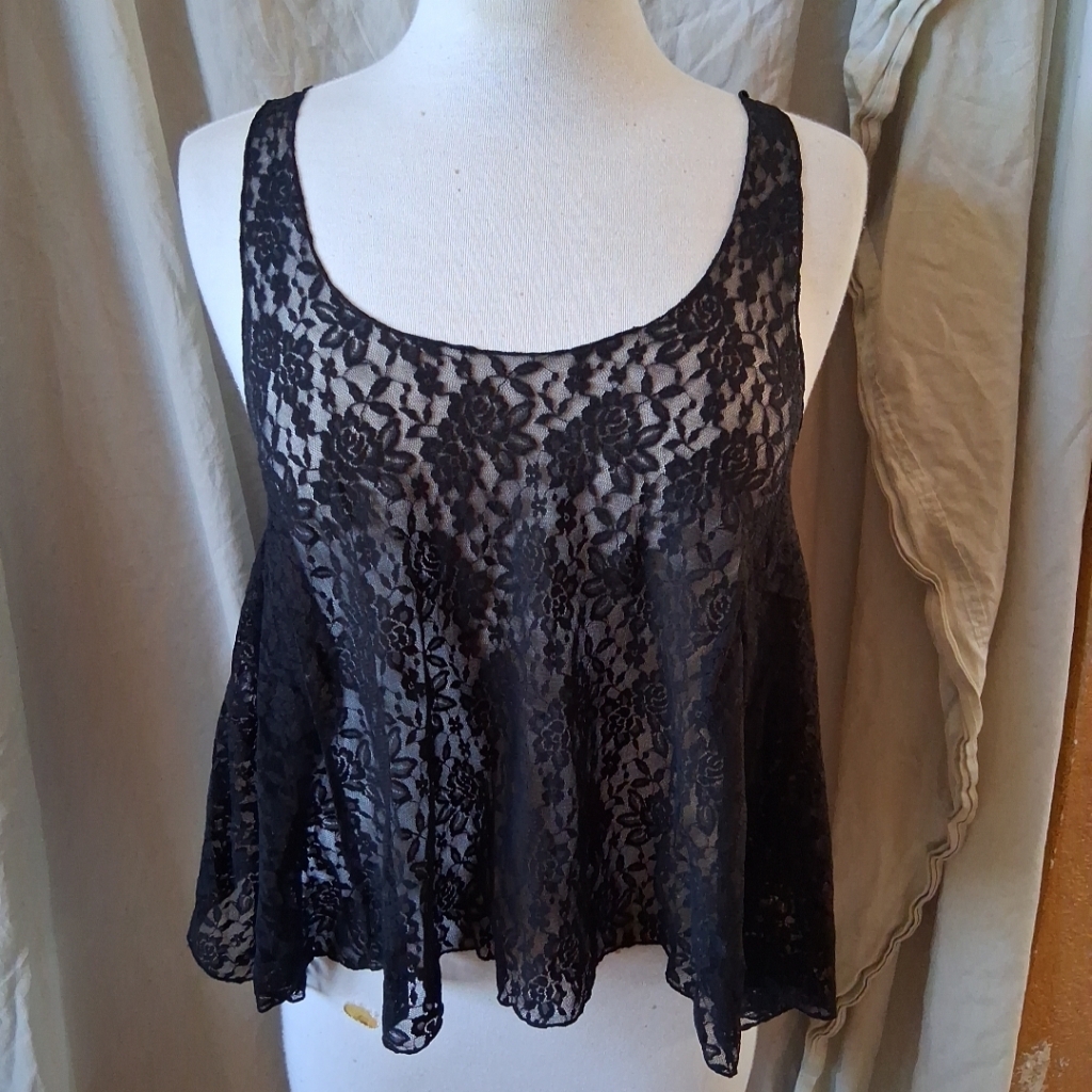 Self-Esteem Women's Large Floral Lace Tank Top Y2k Gothic Alt Fall Victorian